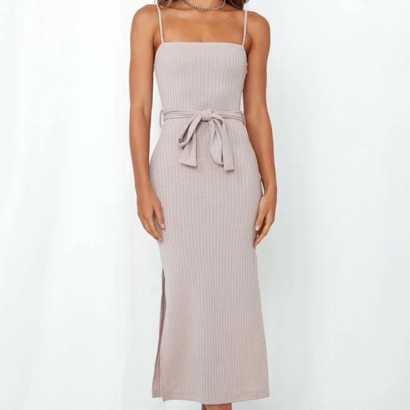 Hello Molly Ways I Loved You Stone Lavender Midi Tie Dress Size XS US 2 - Picture 4 of 8